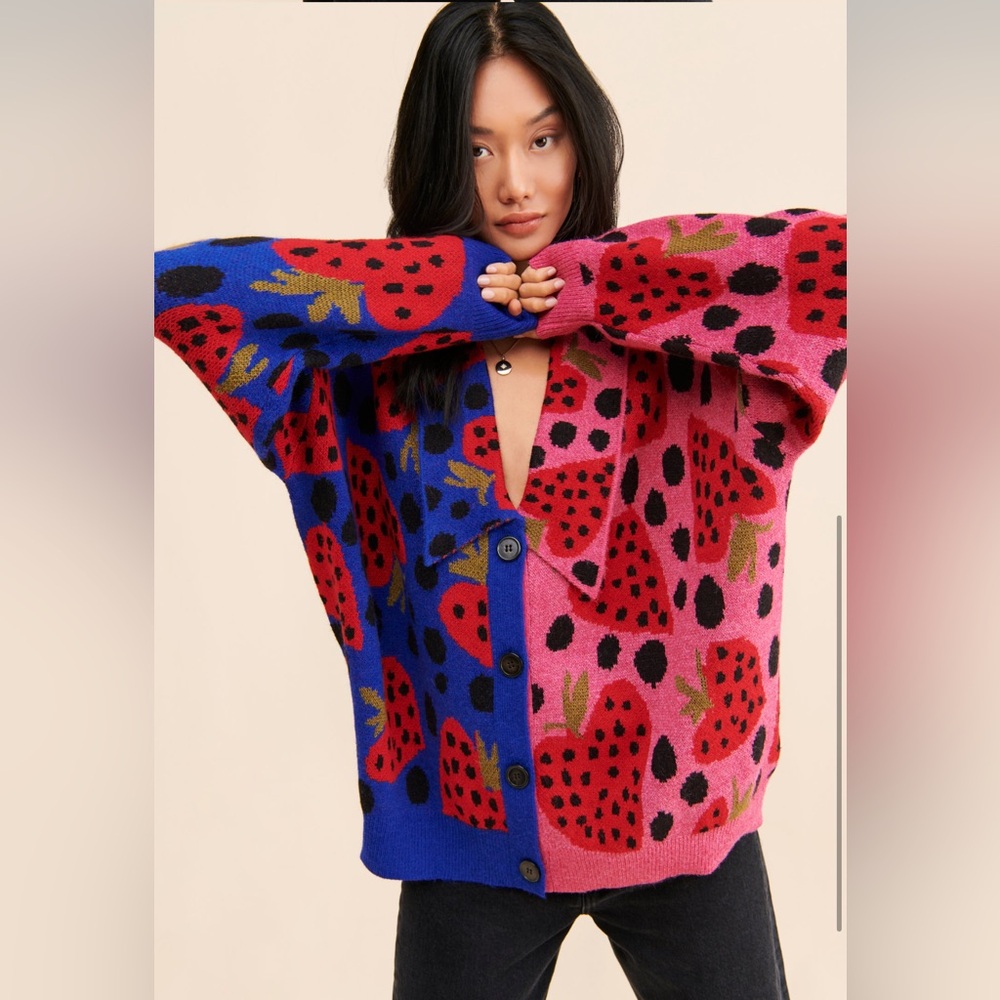 Farm Rio Strawberry Hearts Cardigan
